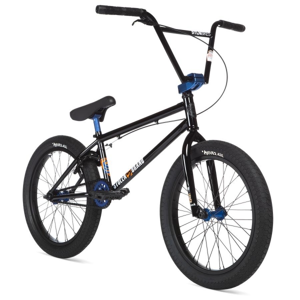 blue and black bmx bike